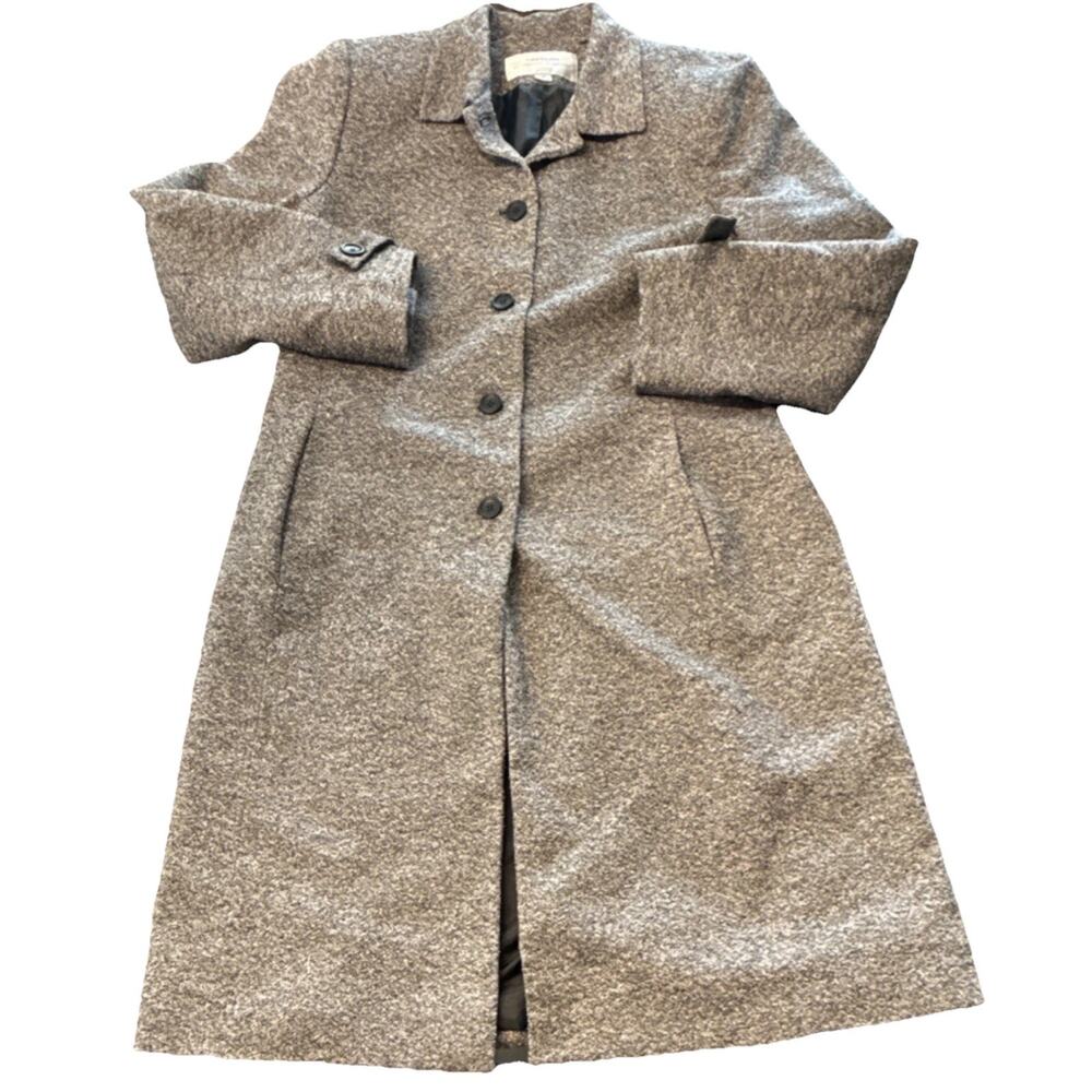 Tahari by Arthur S. Levine Women's Gray Button Collared Long Overcoat Size 12